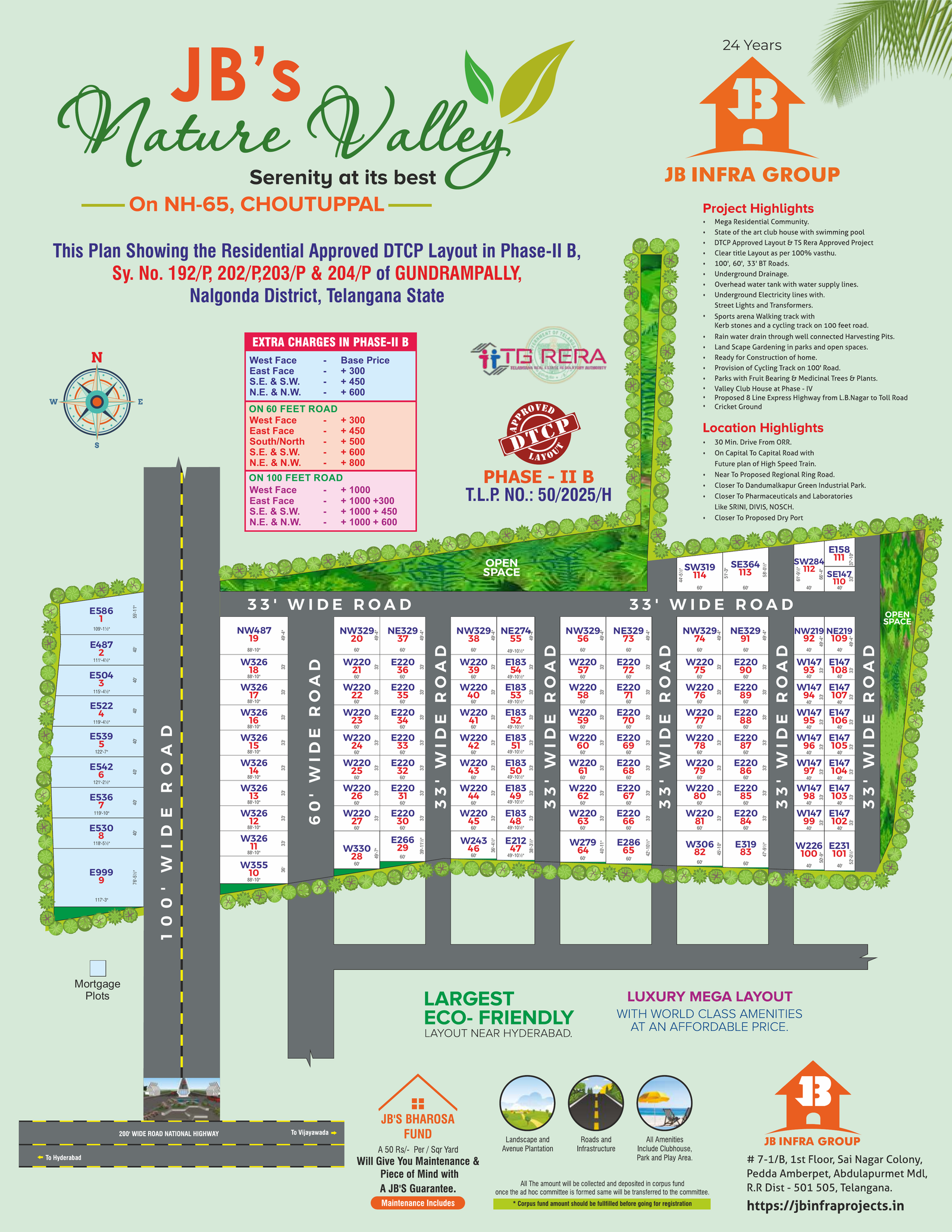 JB’s Nature Valley Phase II B Plots in Choutuppal NH-65